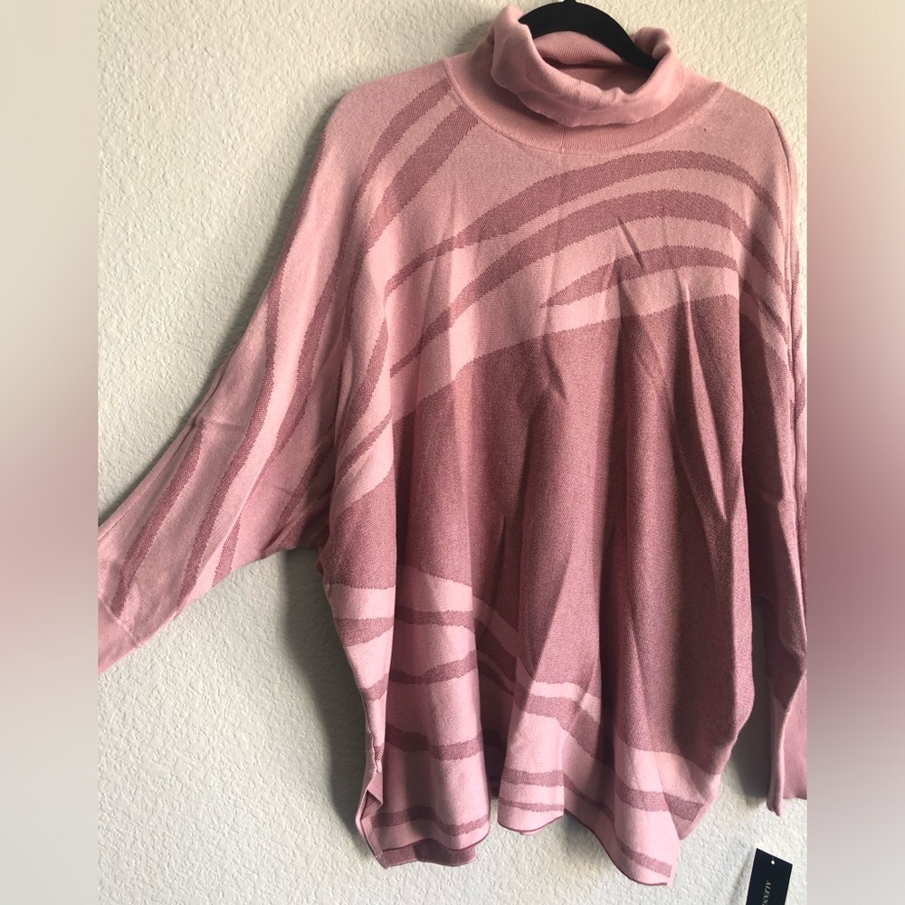 Alfani medium new nwt Pink mauve Turtleneck Sweater shrug cowl neck style - Picture 2 of 6